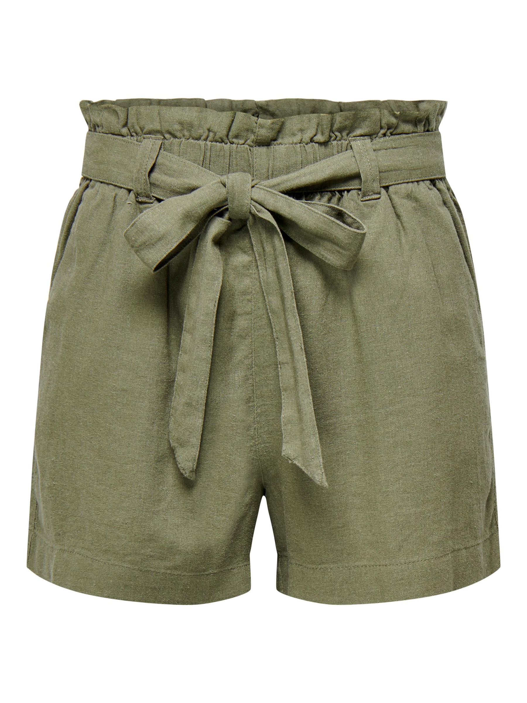 JDY Leinen Stoff Shorts Paperback JDYSAY – Grün, Bild 1