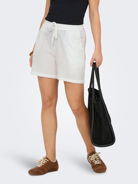 Only Kurze Struktur Stoff Shorts ONLTHYRA – Weiß, Bild 5