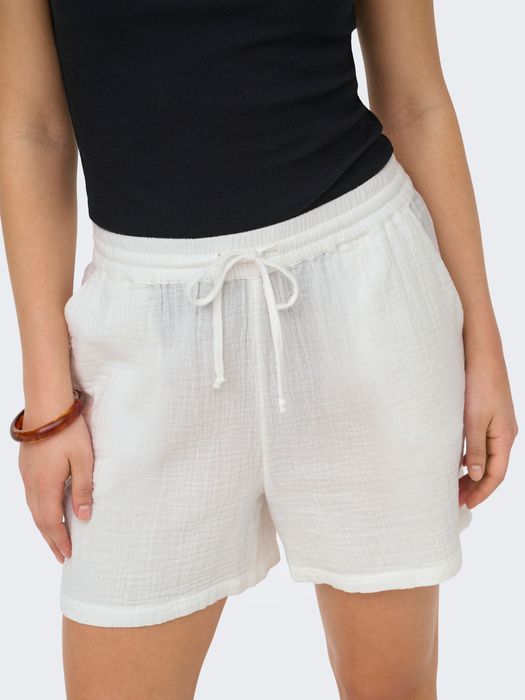 Only Kurze Struktur Stoff Shorts ONLTHYRA – Weiß, Bild 3
