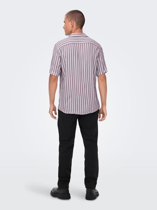 Only & Sons ONLY & SONS Gestreiftes Kurzarm Hemd ONSWAYNE – Rosa, Bild 3