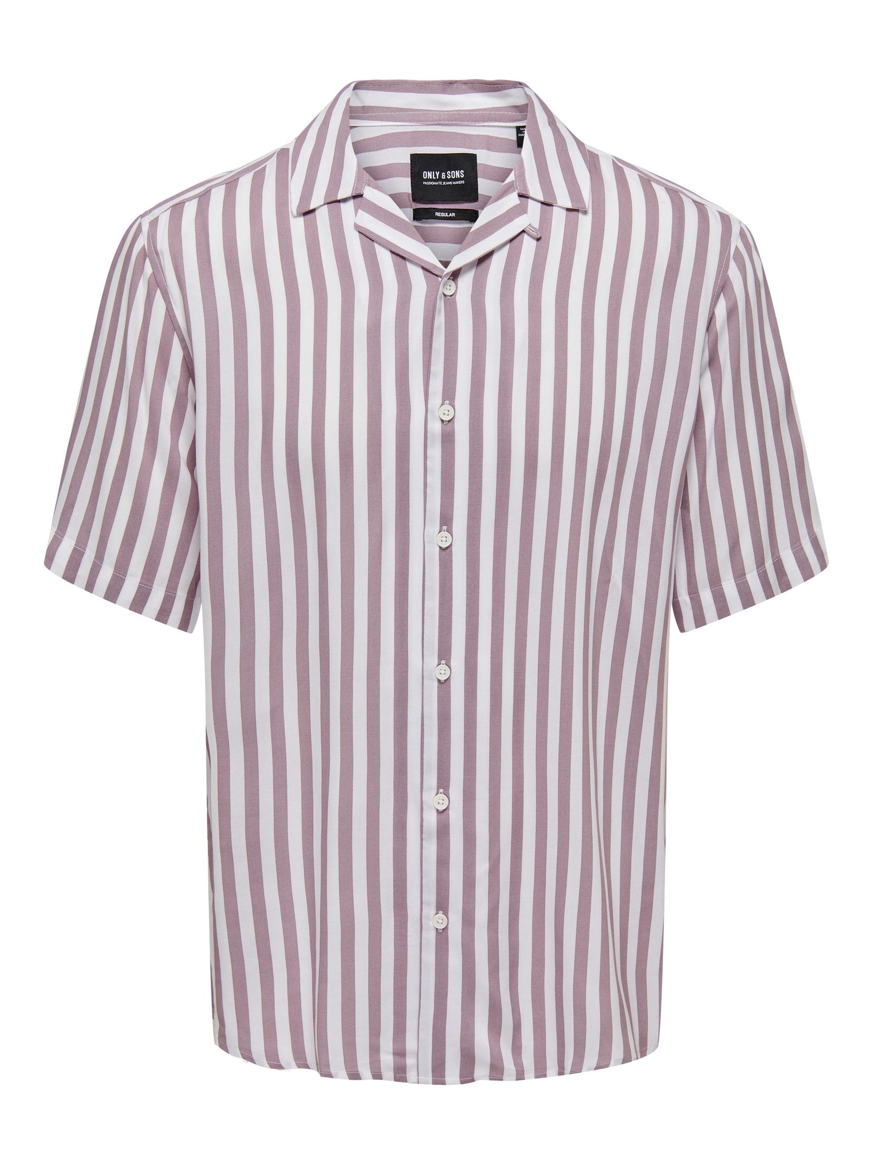 Only & Sons ONLY & SONS Gestreiftes Kurzarm Hemd ONSWAYNE – Rosa, Bild 1
