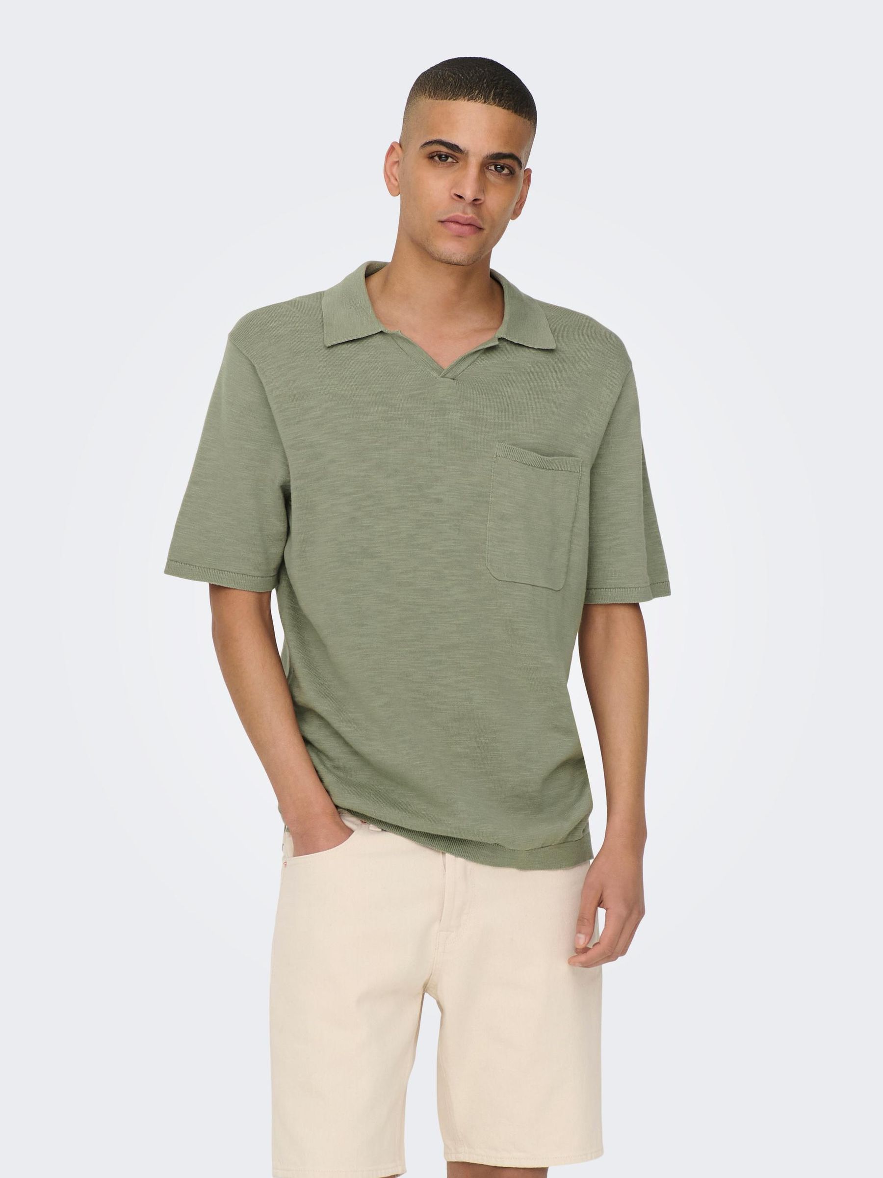 ONLY&SONS_Springsummer_4126906_22019517_3.jpg Einfarbiges Polo Hemd aus Baumwolle Kurzarm Shirt ONSACE