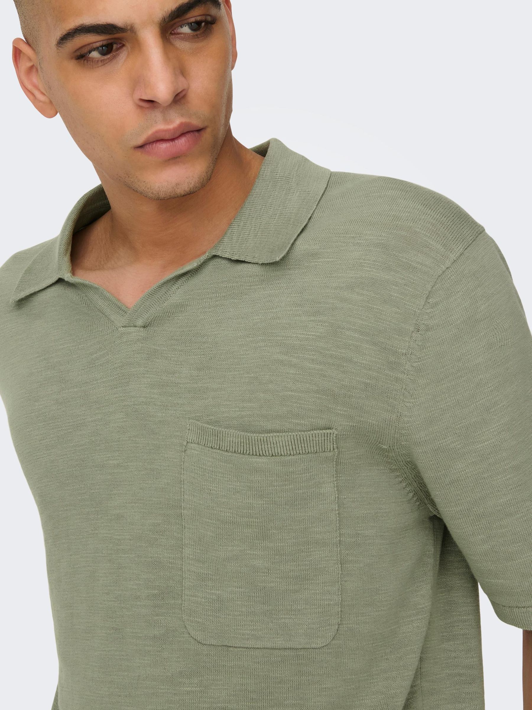 ONLY&SONS_Springsummer_4126906_22019517_5.jpg Einfarbiges Polo Hemd aus Baumwolle Kurzarm Shirt ONSACE