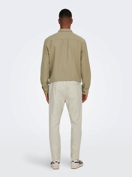 Only & Sons ONLY & SONS Leinen Stoffhose ONSLINUS – Beige, Bild 4