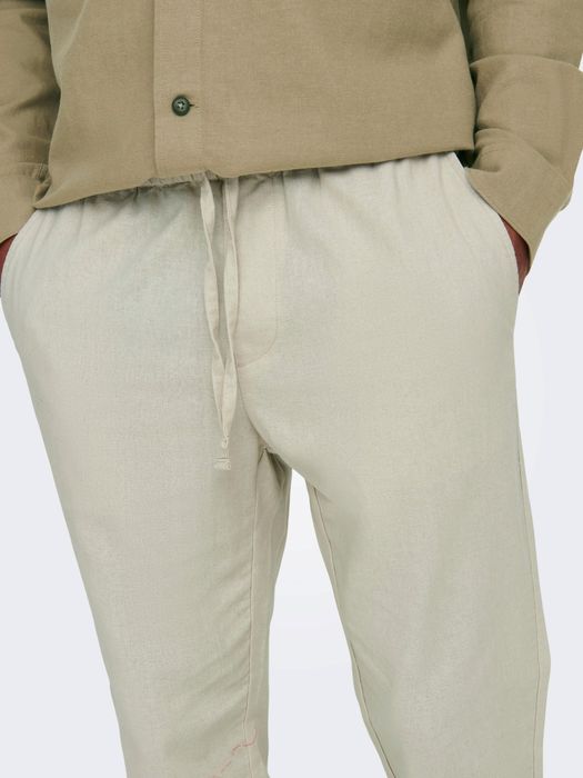 Only & Sons ONLY & SONS Leinen Stoffhose ONSLINUS – Beige, Bild 5