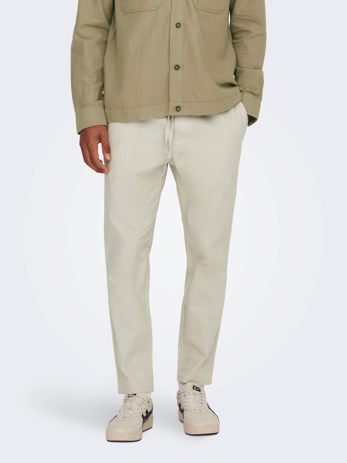 Only & Sons ONLY & SONS Leinen Stoffhose ONSLINUS – Beige, Bild 2