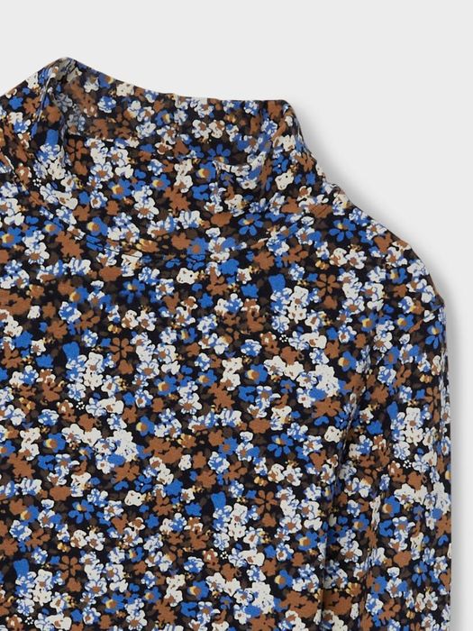 Name It NAME IT Dünnes Langarm Shirt High Neck Jersey Oberteil Blumen – Braun, Bild 4