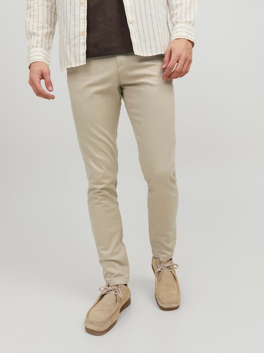 JACK & JONES Chino Hose Stretch Pants Konischer Schnitt Slim Fit, Farbe: Beige