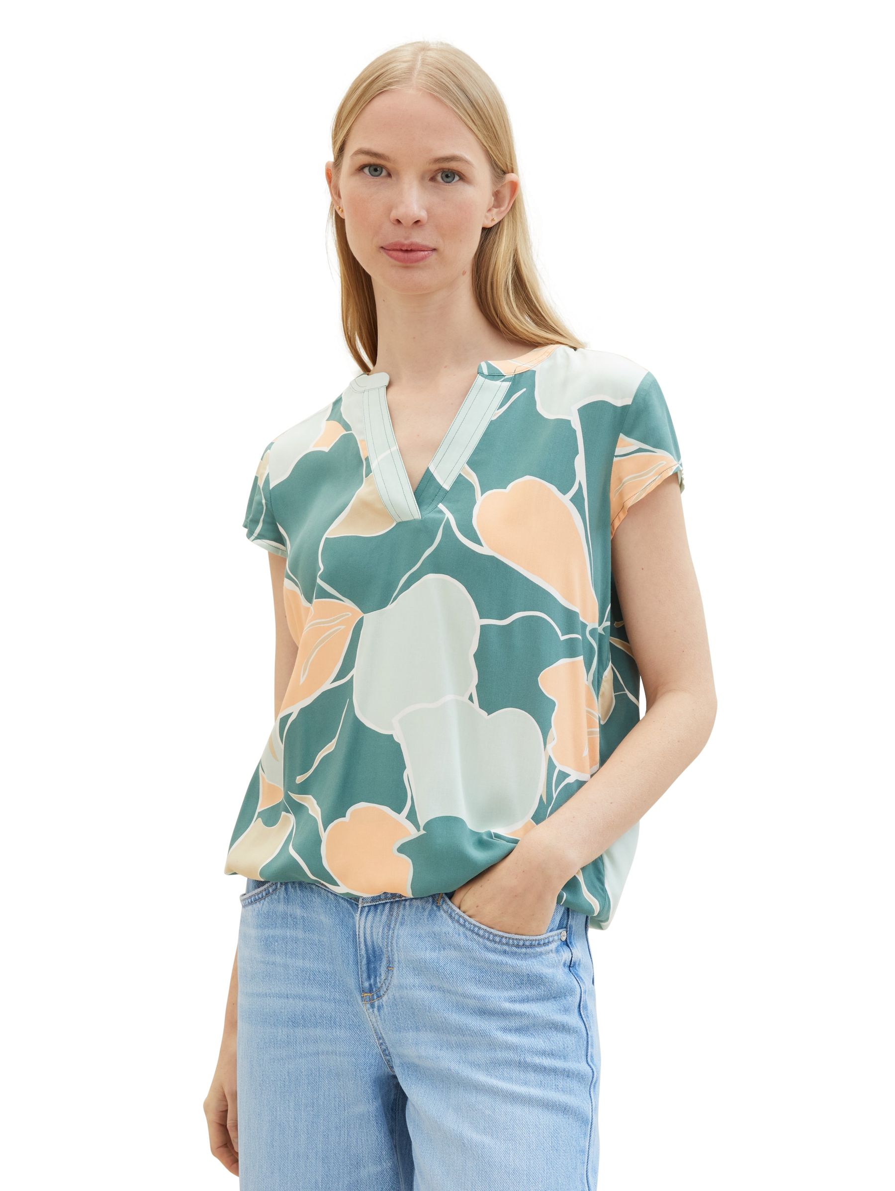 Tom-Tailor_202406_34845_1035245_2.jpg Gemusterte Kurzarm Bluse