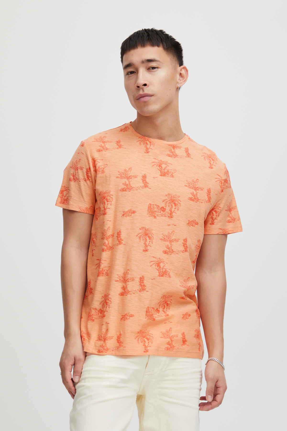 Meliertes T-Shirt mit Palmen Print TEE Meliertes T-Shirt mit Palmen Print TEE