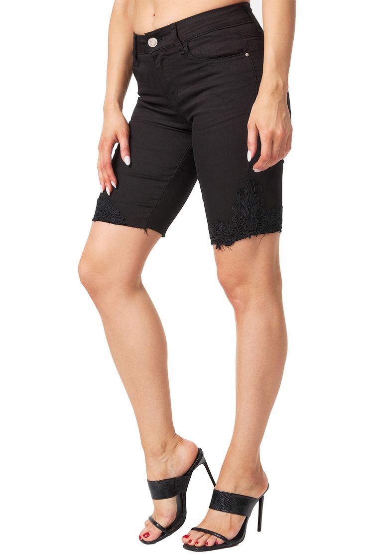 MiSS RJ Jeans Bermuda Shorts mit Spitze – Schwarz, Bild 1