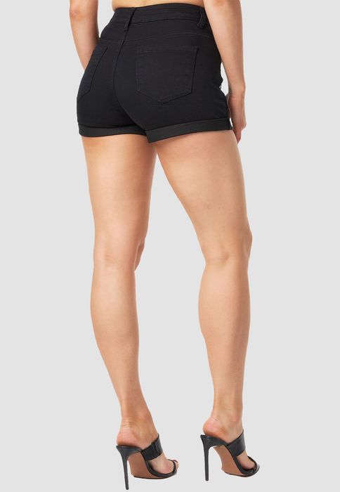 MiSS RJ Jeans Shorts mit Glitzer Strass Steinen – Schwarz, Bild 4