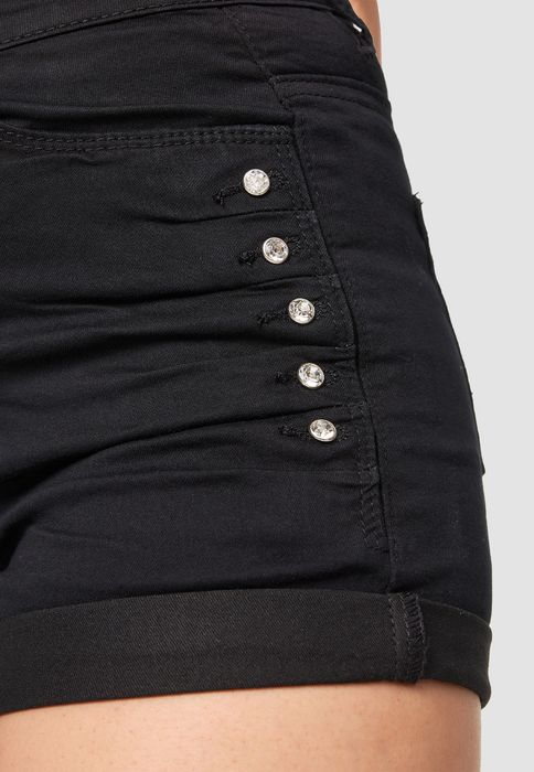 MiSS RJ Jeans Shorts mit Glitzer Strass Steinen – Schwarz, Bild 6