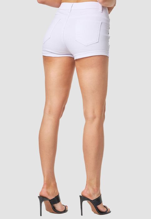 MiSS RJ Jeans Shorts mit Glitzer Strass Steinen – Weiß, Bild 3
