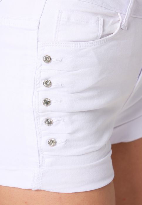 MiSS RJ Jeans Shorts mit Glitzer Strass Steinen – Weiß, Bild 5