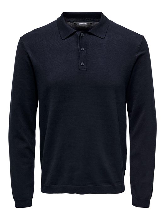 ONLY & SONS Langarm Polo Shirt ONSWYLER, Farbe: Dunkelblau