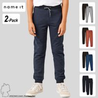 NAME IT Jungen 2-er Set Jogginghose Basic Jogger Sweatpants Gefüttert mit Tunnelzug Teenager Sport NKMSWEAT