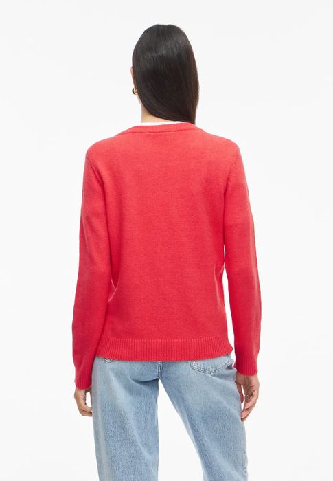 Vila VILA Dünner Rundhals Strickpullover VIRIL – Rot, Bild 4