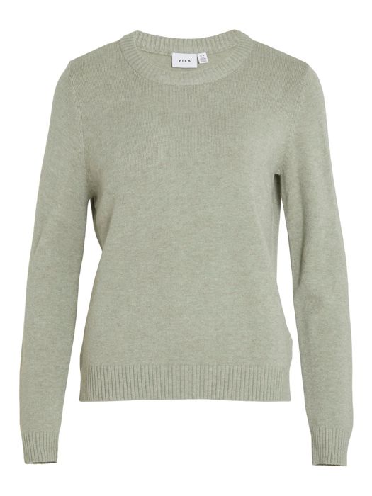 VILA Dünner Rundhals Strickpullover VIRIL, Farbe: Hellgrün-2