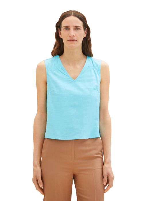 TOM TAILOR Ärmellose Bluse BLUSENTOP, Farbe: Türkis