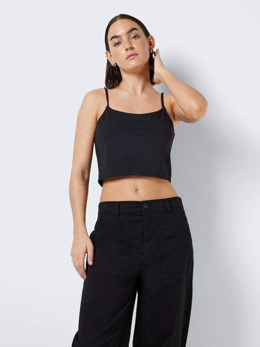 Noisy May NOISY MAY Einfarbiges Crop Top mit Spaghettiträgern NMTERESA – Schwarz, Bild 5