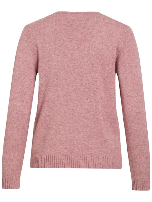 Vila Dünner Strickpullover Knitted Basic Stretch Sweater Langarm V-Neck VIRIL – Coral Pink, Bild 4