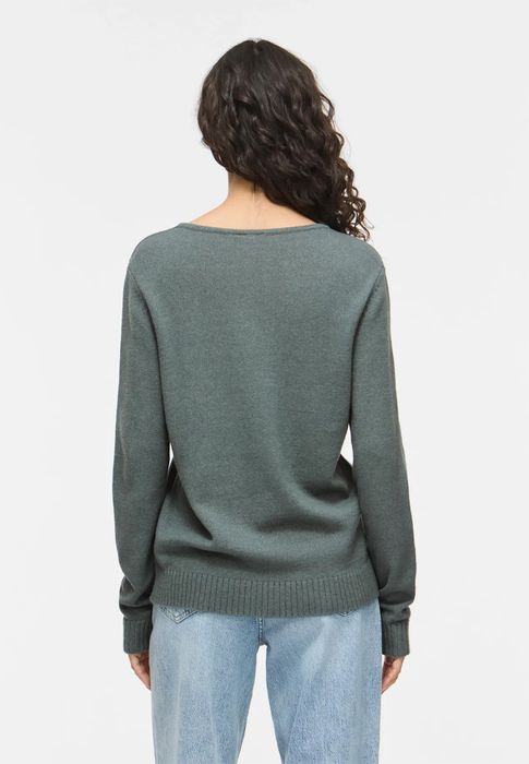 Vila Dünner Strickpullover Knitted Basic Stretch Sweater Langarm V-Neck VIRIL – Tannen-Grün, Bild 3