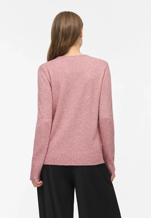 Vila Dünner Strickpullover Knitted Basic Stretch Sweater Langarm V-Neck VIRIL – Coral Pink, Bild 3