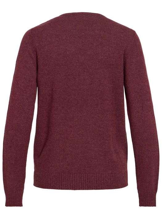 Vila Dünner Strickpullover Knitted Basic Stretch Sweater Langarm V-Neck VIRIL – Rot, Bild 4