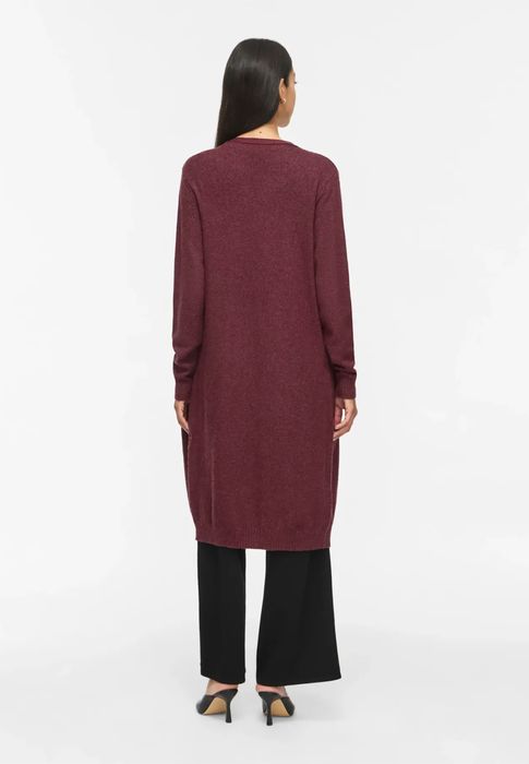 Vila Langer Cardigan Gemütliche Strickjacke Taschen Modisch – Bordeaux, Bild 3
