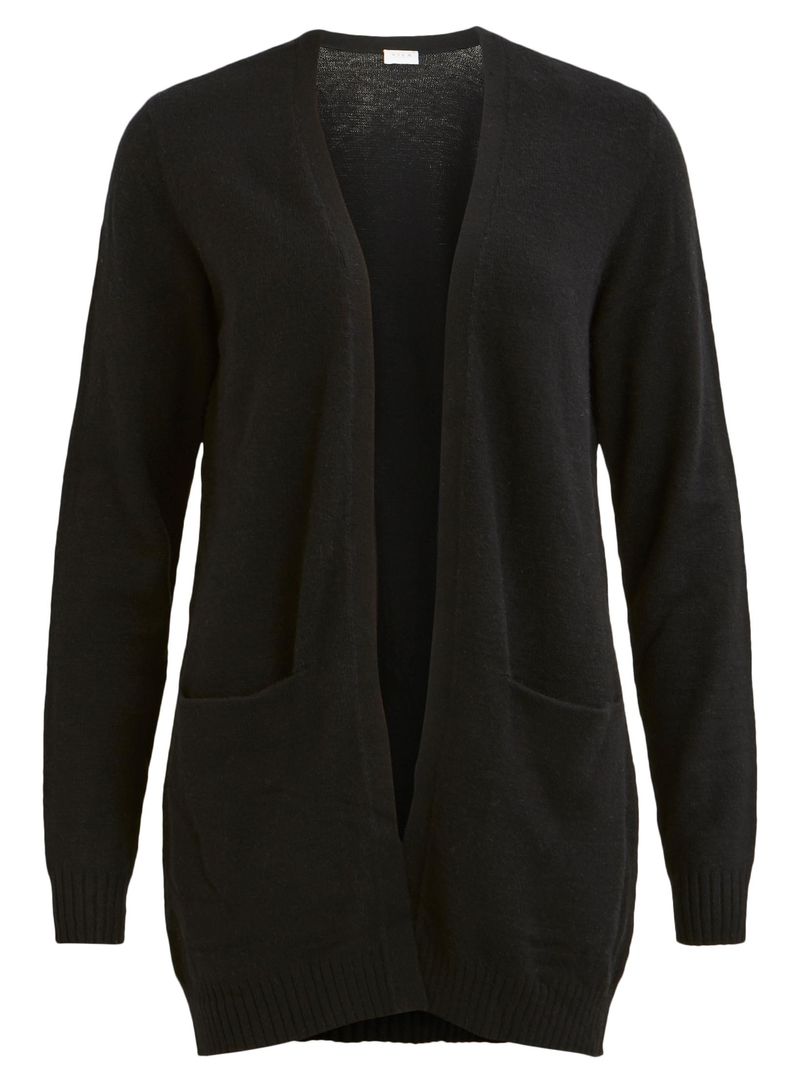 Vila Basic Cardigan Stretch Cozy Knit Feinstrick Jacke mit Taschen VIRIL – Schwarz, Bild 1