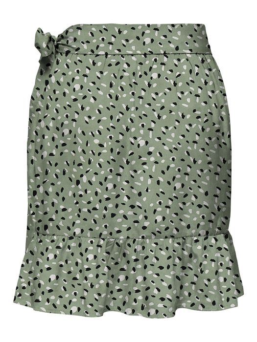 Only Kurzer Wickel Rock Falten Skirt mit Stretch Bund & Bindegürtel ONLOLIVIA – Grün, Bild 7