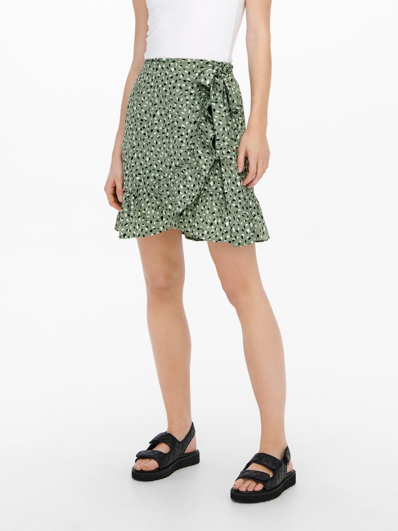 Only Kurzer Wickel Rock Falten Skirt mit Stretch Bund & Bindegürtel ONLOLIVIA – Grün, Bild 2