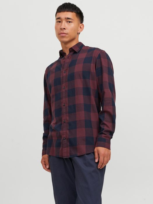 JACK & JONES Hemd Slim Fit JJEGINGHAM, Farbe: Rot-2