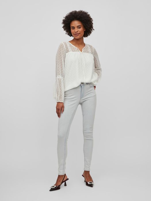 Vila VILA Mesh Bluse VIELLETTE – Weiß, Bild 3