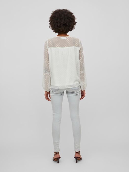 Vila VILA Mesh Bluse VIELLETTE – Weiß, Bild 4