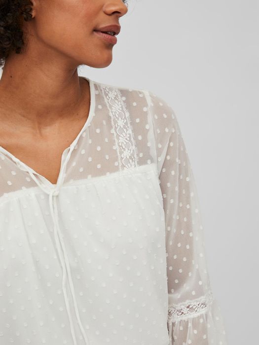 Vila VILA Mesh Bluse VIELLETTE – Weiß, Bild 5