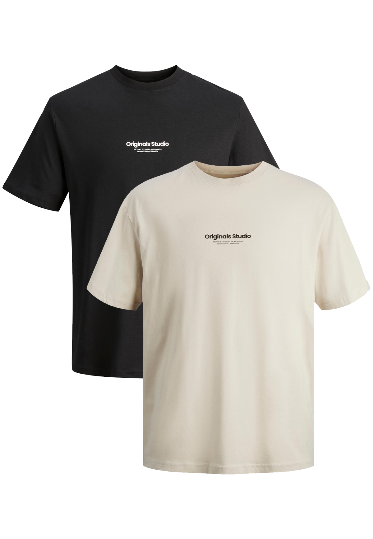 Jack & Jones JACK & JONES 2-er Set T-Shirt Logo Print JORVESTERBRO – Schwarz-Beige, Bild 1