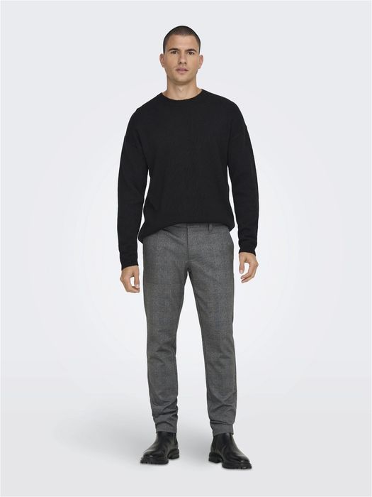 Only & Sons ONLY & SONS Elegante Chino Stoffhose Kariert – Grau, Bild 4