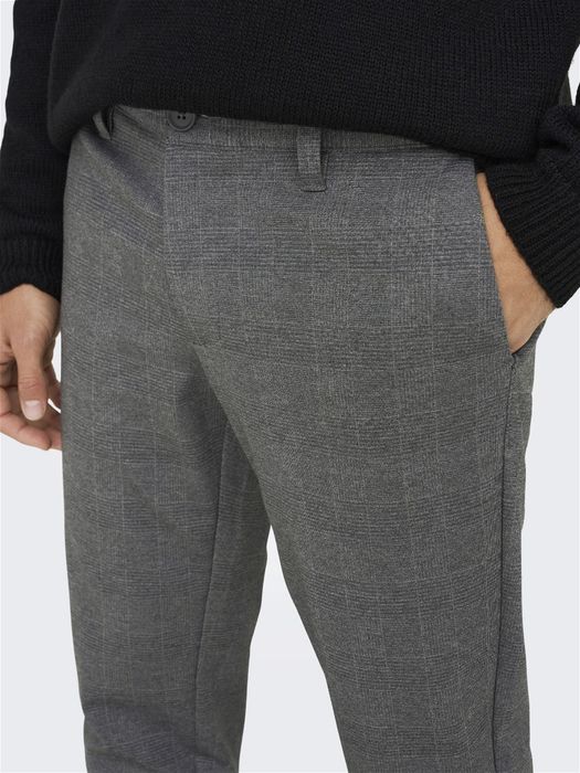 Only & Sons ONLY & SONS Elegante Chino Stoffhose Kariert – Grau, Bild 5