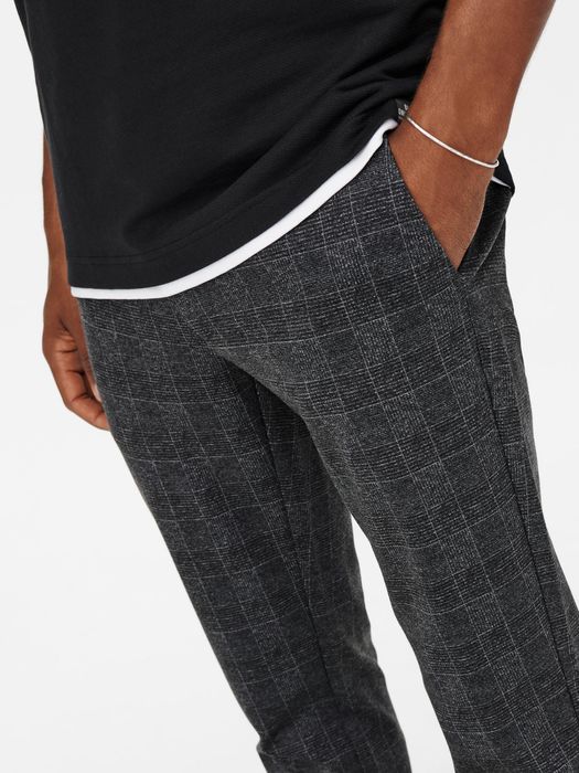 Only & Sons ONLY & SONS Elegante Chino Stoffhose Kariert – Schwarz, Bild 4