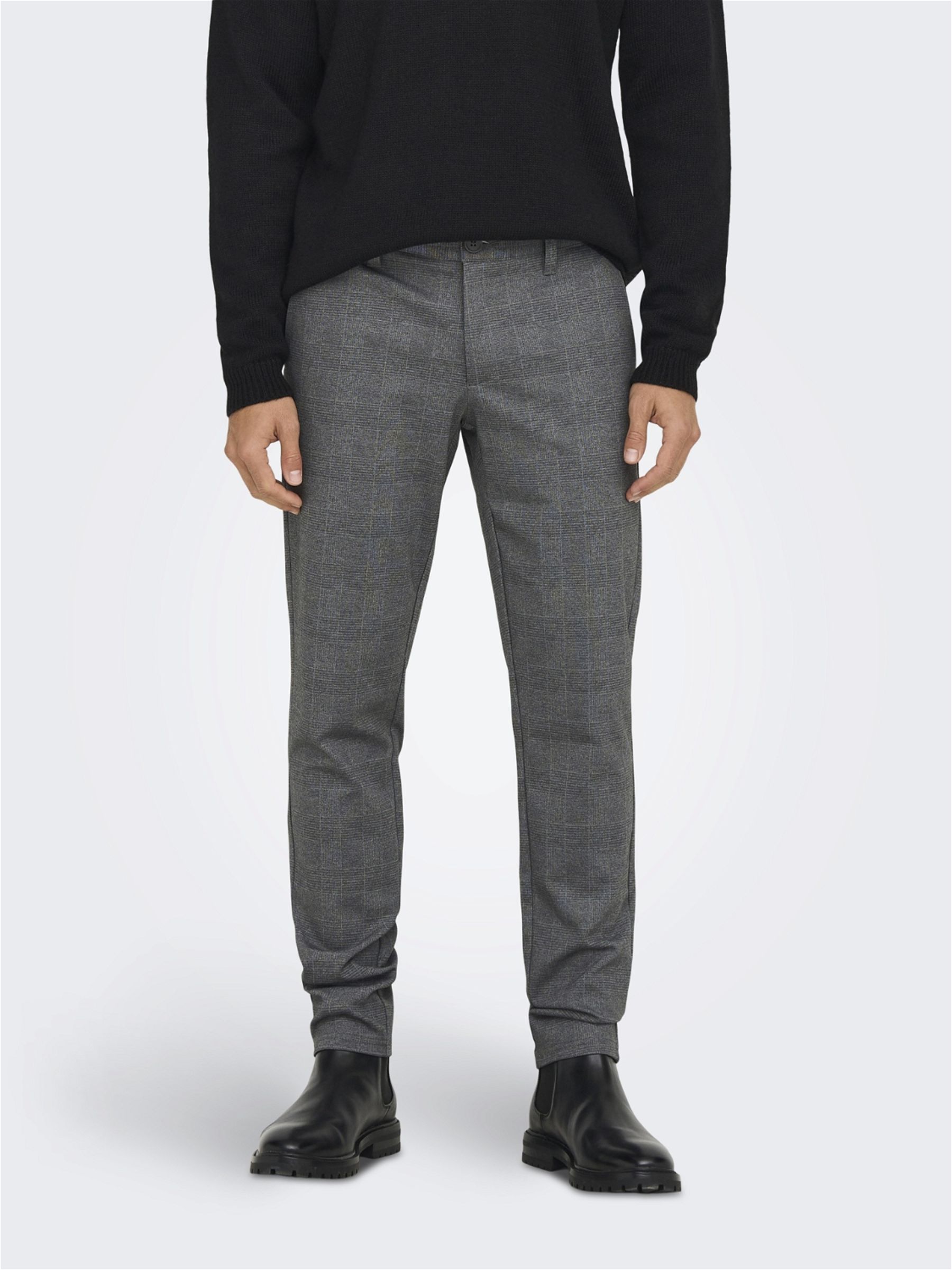 Only & Sons ONLY & SONS Elegante Chino Stoffhose Kariert – Grau, Bild 2