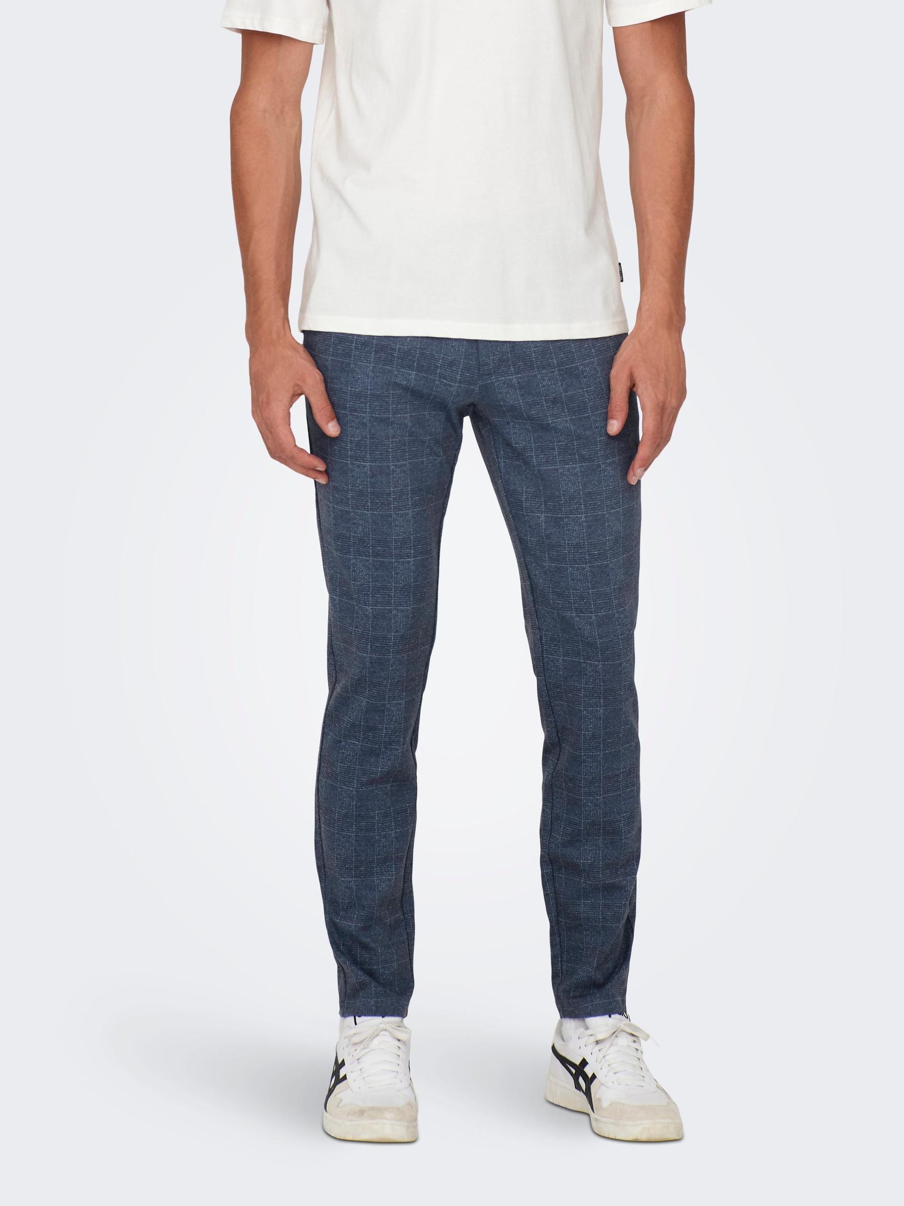 Only & Sons ONLY & SONS Elegante Chino Stoffhose Kariert – Blau, Bild 2