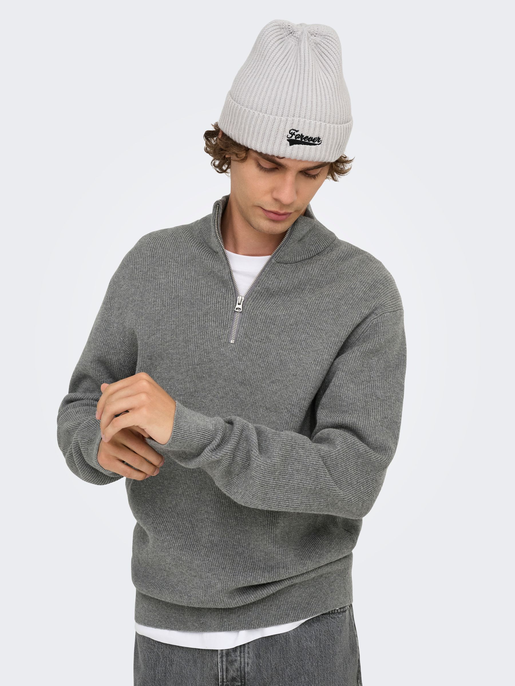 22023210_4787353_6.jpg Feiner Strickpullover mit Reißverschluss Rundkragen