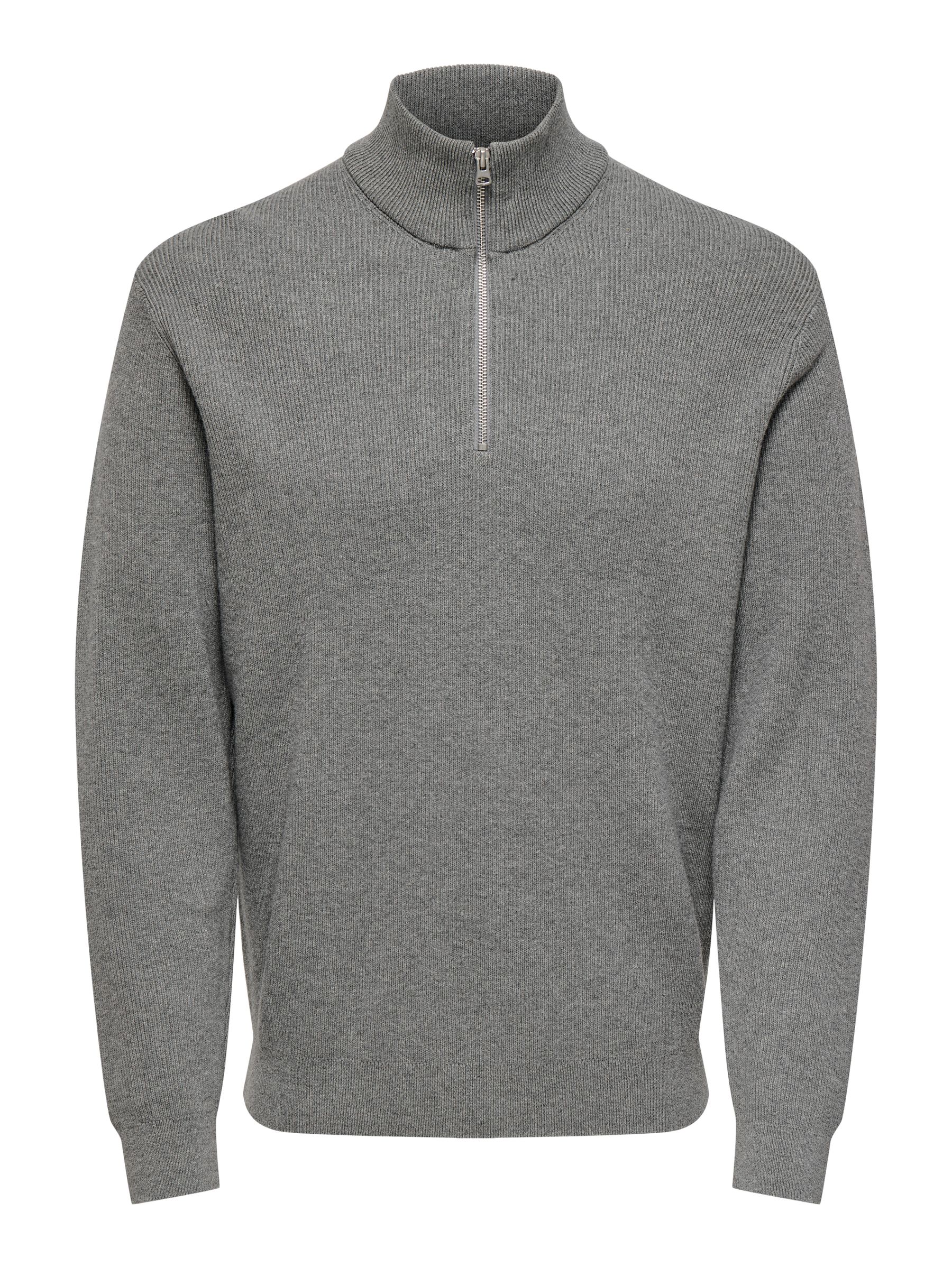 22023210_4787353.jpg Feiner Strickpullover mit Reißverschluss Rundkragen