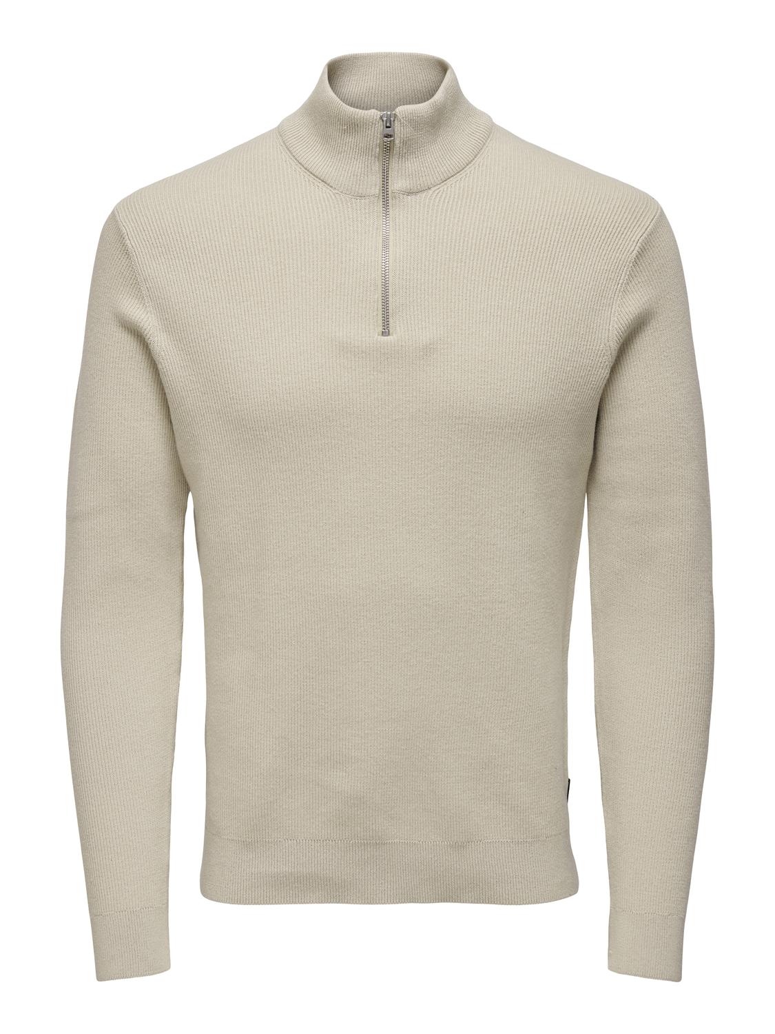 ONLY&SONS_FallWinter2022_4077961_22023210_copy.jpg Feiner Strickpullover mit Reißverschluss Rundkragen
