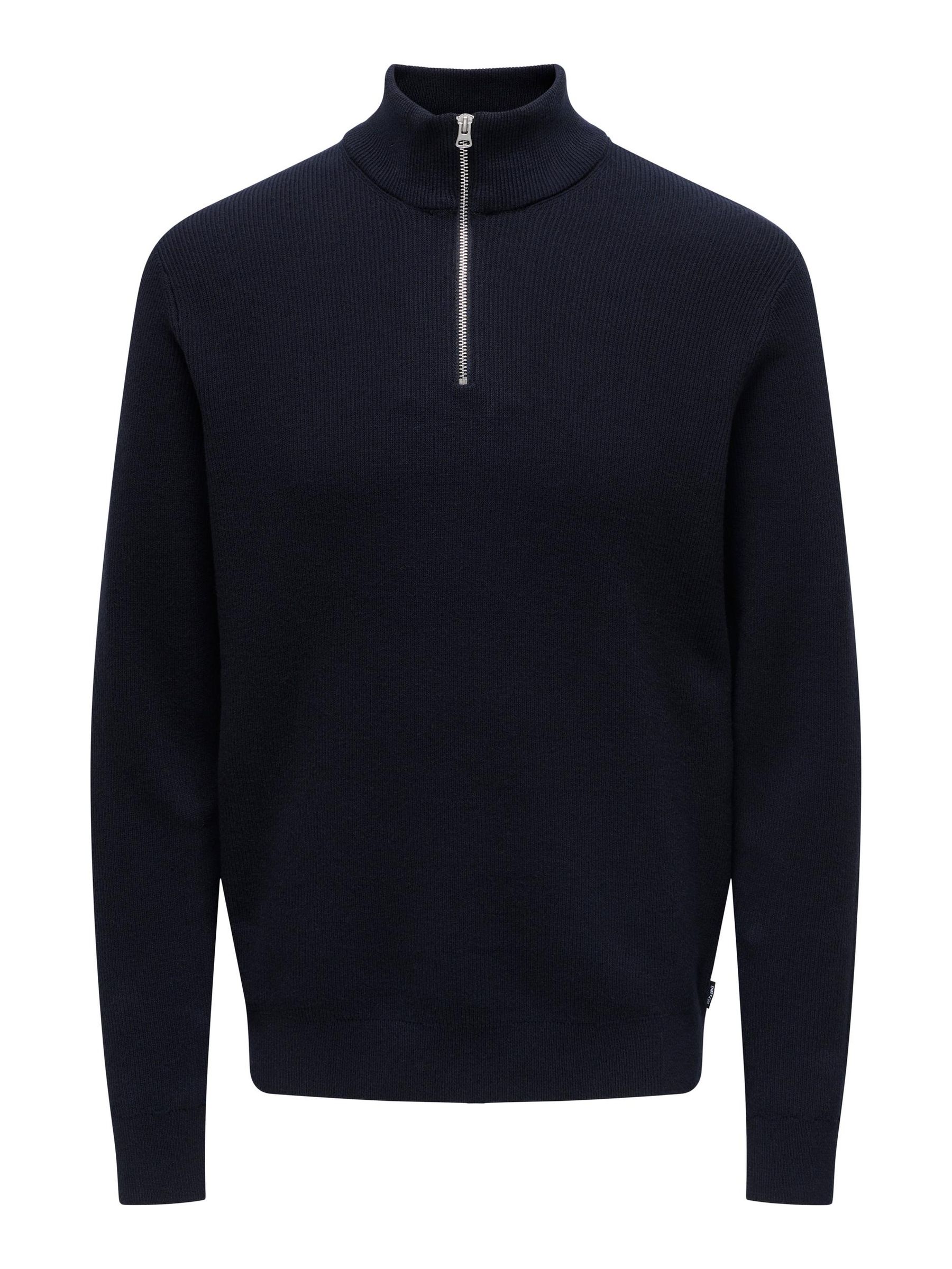 ONLY&SONS_Noos2022_3967753_22023210.jpg Feiner Strickpullover mit Reißverschluss Rundkragen