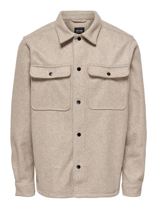 Only & Sons ONLY & SONS Lockere Freizeithemd Bluse mit Brust Taschen – Beige, Bild 8
