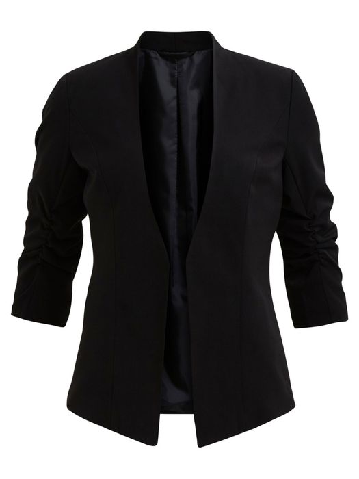 Vila 3/4 Ärmel Blazer Dünne Jacke mit Schulterpolster Business Basic VIHER – Schwarz, Bild 7