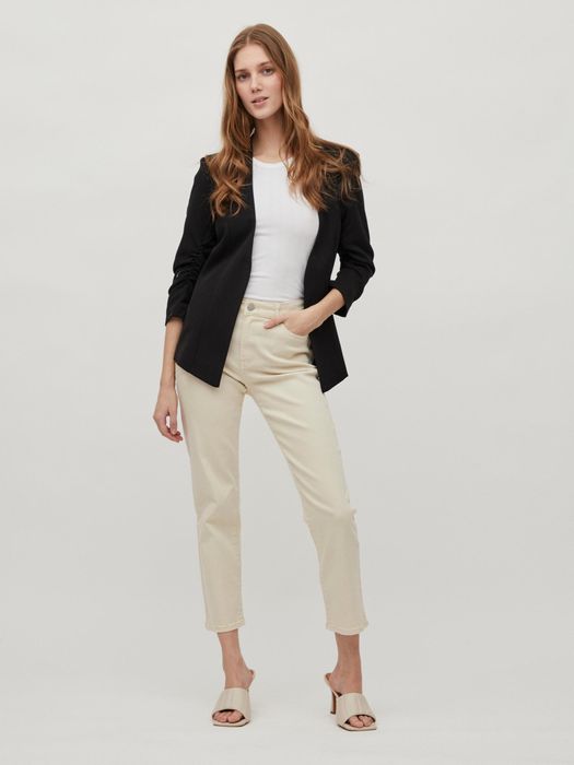 Vila 3/4 Ärmel Blazer Dünne Jacke mit Schulterpolster Business Basic VIHER – Schwarz, Bild 3